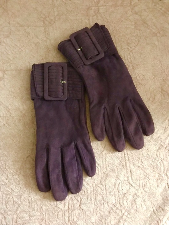 Ralph Lauren Accessories - Ralph Lauren Plum Suede Buckle Gloves
